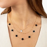 The Lovery Onyx Clover Necklace 14K Yellow Gold