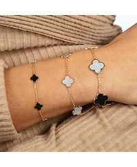 The Lovery Mother of Pearl and Onyx Mixed Clover Bracelet 14K Gold