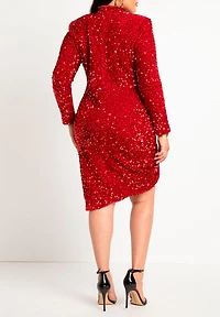 Eloquii Women's Plus Ruched Sequin Dress