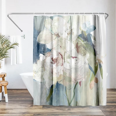 71x74 Floral Shower Curtain - Blissful Peony by Pi Creative Art