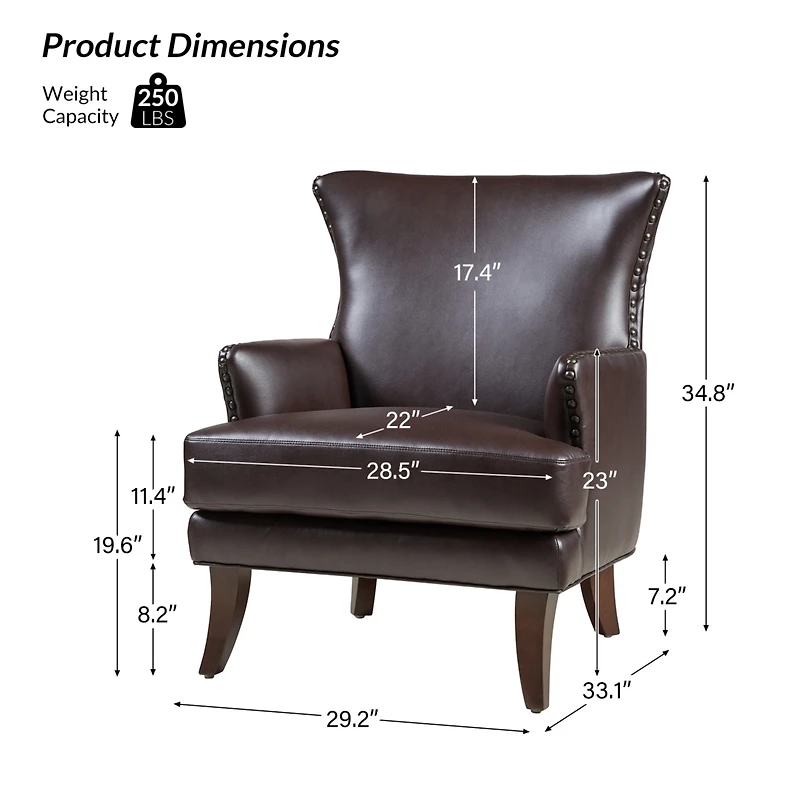 Hardamon Contemporary Leather Arm Chair with Nailhead Trim