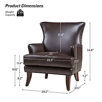 Hardamon Contemporary Leather Arm Chair with Nailhead Trim