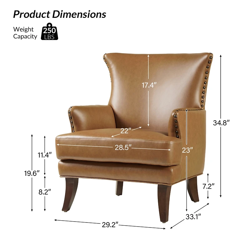 Hardamon Contemporary Leather Arm Chair with Nailhead Trim