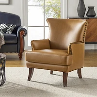 Hardamon Contemporary Leather Arm Chair with Nailhead Trim
