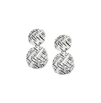 Sohi Women's Silver Dented Drop Earrings