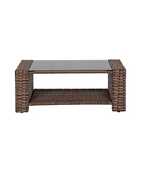 WestinTrends 4 Piece Outdoor Wicker Rattan Conversation Sofa set with Coffee table