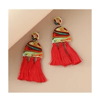 Sohi Women's Gold Tassel Drop Earrings