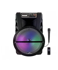 beFree Sound 15 Inch Bluetooth Portable Rechargeable Party Speaker with Led Lights and microphone