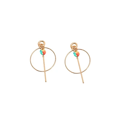 Sohi Women's Yellow Sleek Drop Earrings