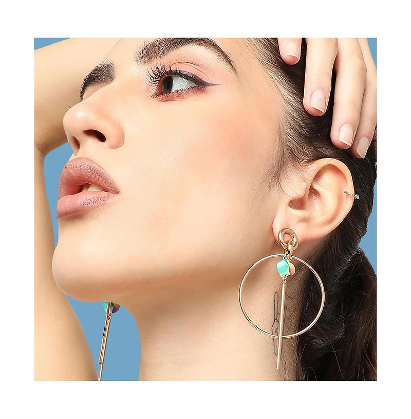 Sohi Women's Yellow Sleek Drop Earrings