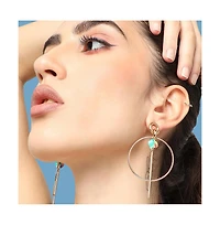 Sohi Women's Yellow Sleek Drop Earrings