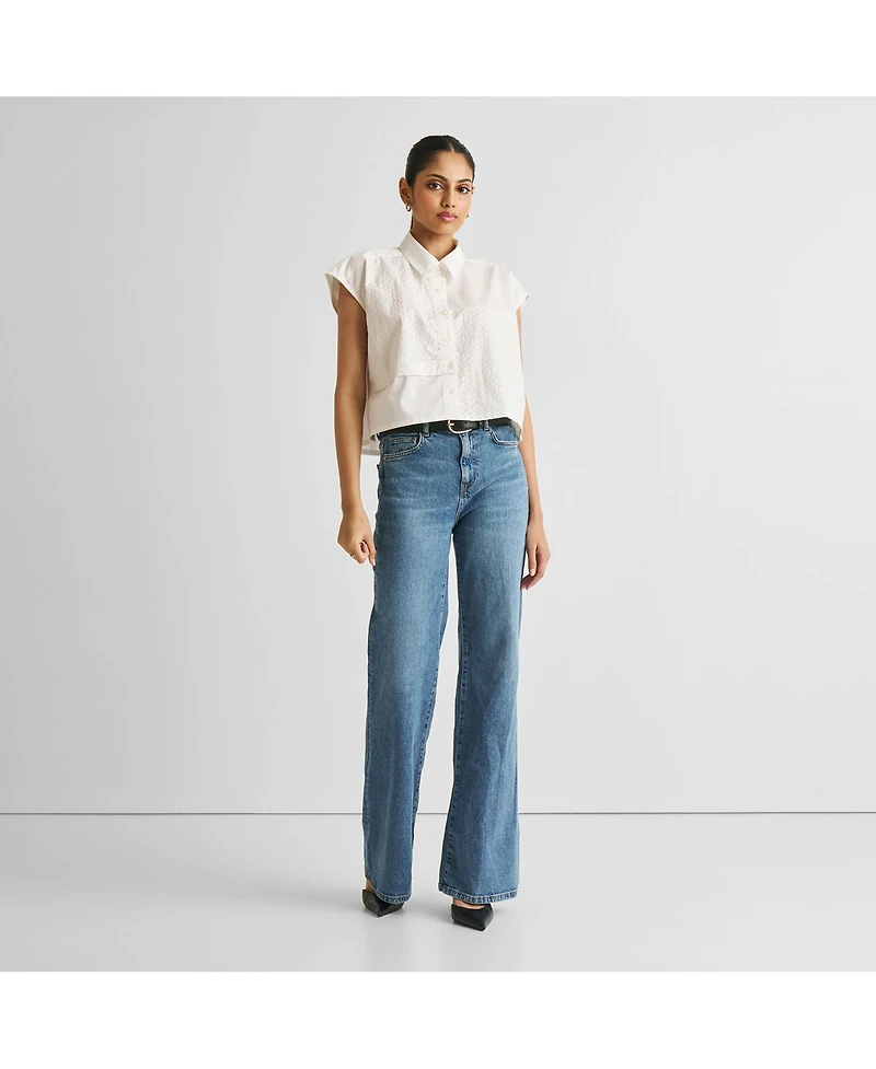 Reistor Women's Embroidered Panel Crop Top