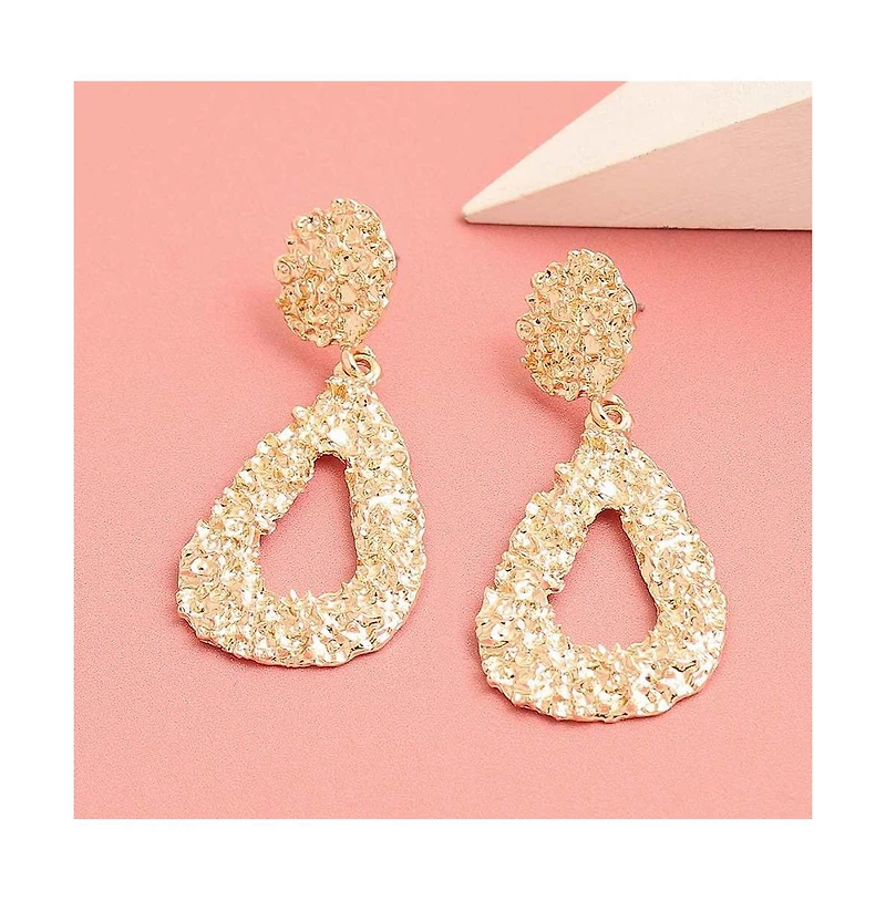 Sohi Women's White Corroded Drop Earrings