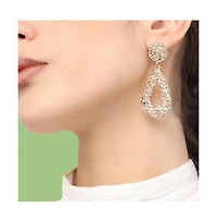 Sohi Women's White Corroded Drop Earrings