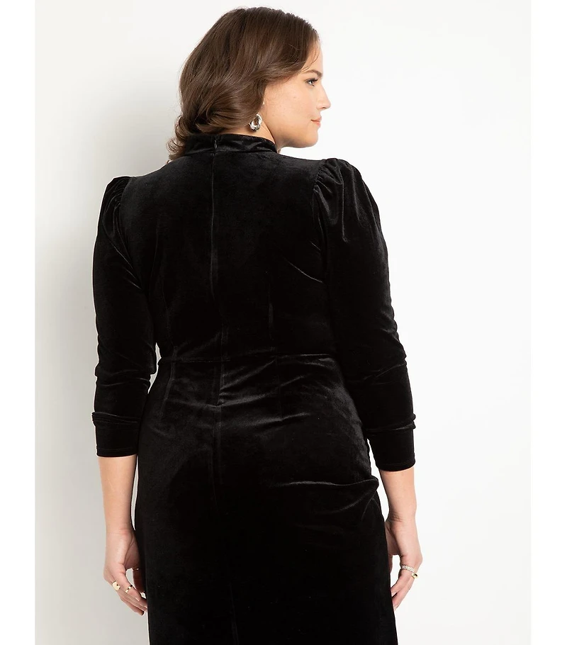 Eloquii Women's Plus Velvet Mini Dress With Wrap Skirt