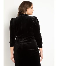 Eloquii Women's Plus Velvet Mini Dress With Wrap Skirt