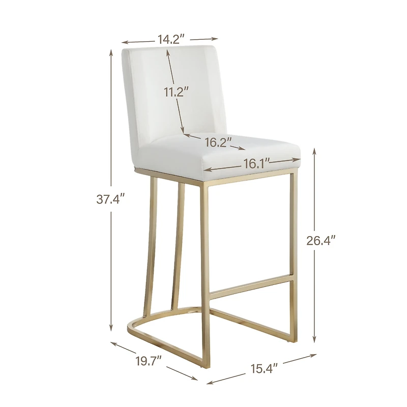 Streamdale Set of 2 Gold Brushed Velvet Bar Stools