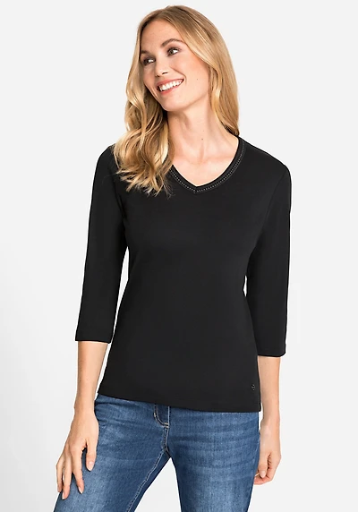 Olsen Women's Embellished V-Neckline T-Shirt