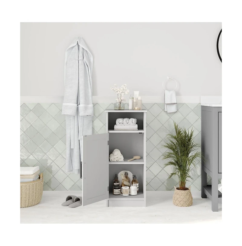 Merrick Lane Vigo Bathroom Storage Cabinet With Adjustable Cabinet Shelf, Upper Open Shelf