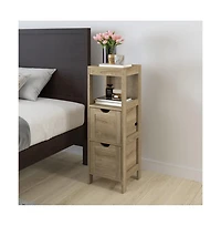 Merrick Lane Delilah 2 Drawer Bathroom Storage Cabinet Organizer With Open Display Shelf