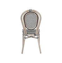 Merrick Lane Mael Stacking Thonet Bistro Style Chair With Textilene Seat And Bamboo Finished Metal Frame For Indoor/Outdoor Use