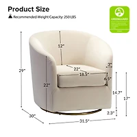 Swivel Accent Chair with Gold Metal Base for Living Room Nursery
