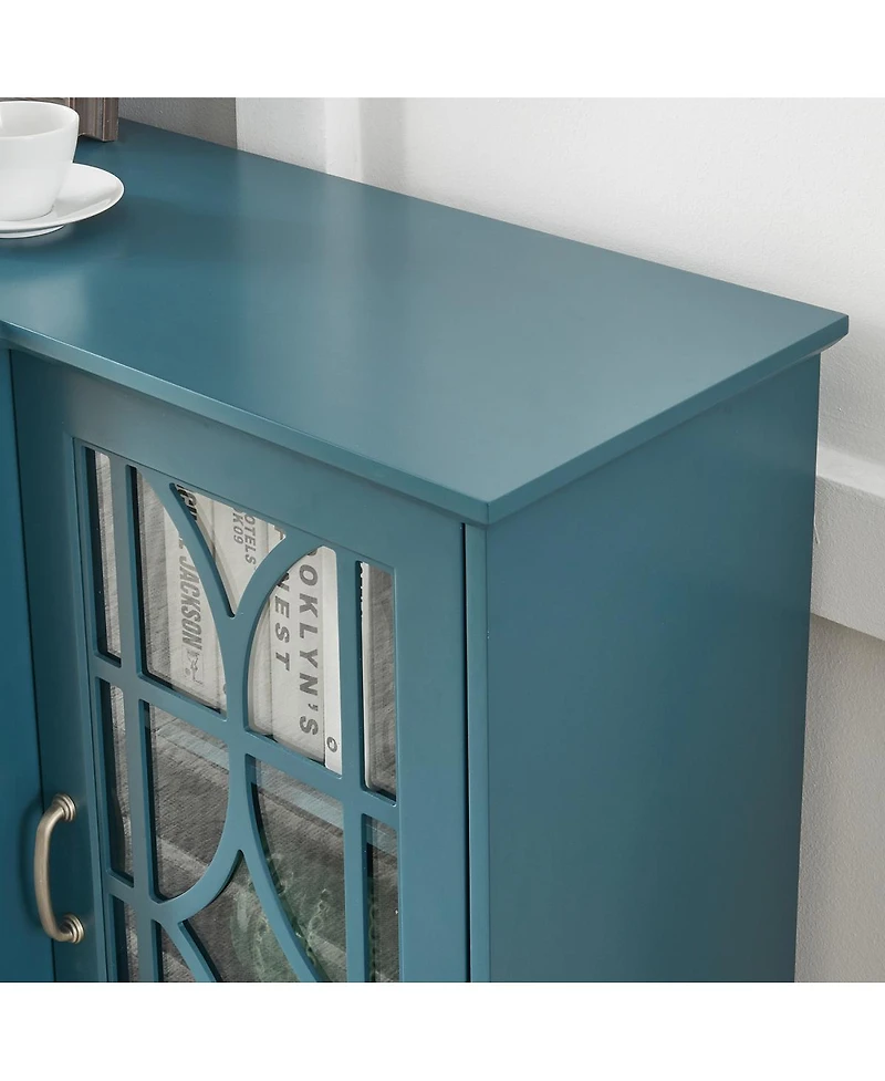 Streamdale Furniture 63" Tv Stand, Storage Buffet Cabinet, Sideboard With Glass Door And Adjustable Shelves