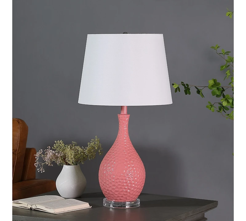 Streamdale 28" Pink Telli Pebble Mid-Century Resin Table Lamp