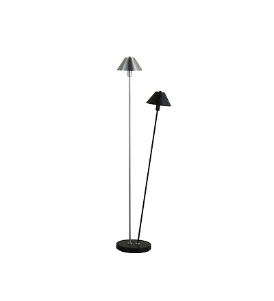 Streamdale Furniture 47.5" In Led Double G-9 Matte Powder Black/Silver Redman Brushed Nickel Floor Lamp