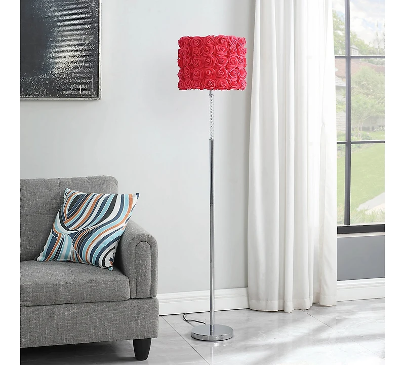 Streamdale 63"In Red Roses In Bloom Acrylic/Metal Floor Lamp
