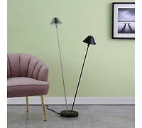 Streamdale Furniture 47.5" In Led Double G-9 Matte Powder Black/Silver Redman Brushed Nickel Floor Lamp