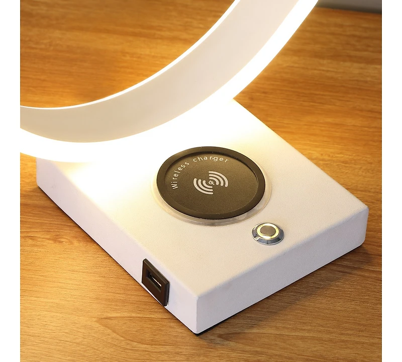 Streamdale 13.5" C-Shape Led with Usb Wireless Charger Port Table Lamp