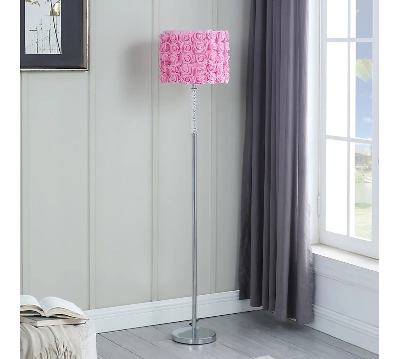 Streamdale 63"In Pink Roses In Bloom Acrylic/Metal Floor Lamp