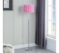 Streamdale 63"In Pink Roses In Bloom Acrylic/Metal Floor Lamp