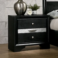Simplie Fun Contemporary Silver Nightstand with Hidden Jewelry Drawer