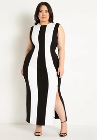 Eloquii Plus Striped Knit Maxi Dress