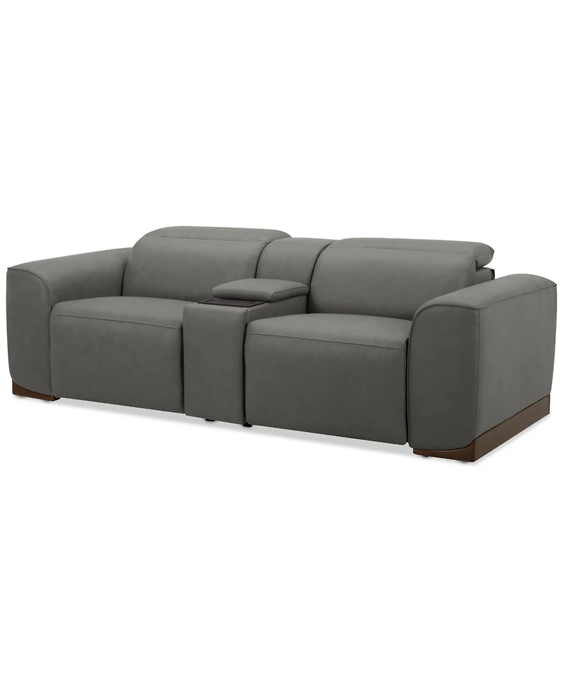 Lovro 3-Pc. Leather Sofa with 2 Power Motion Chairs & 1 Console, Created for Macy's