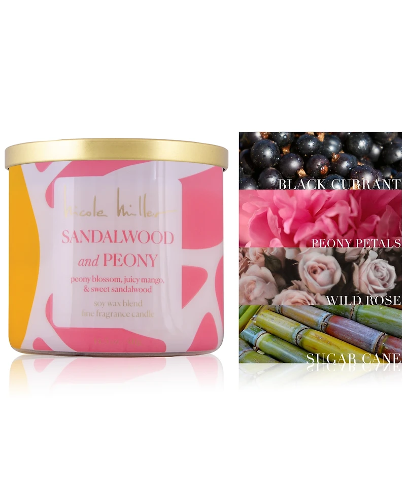 Nicole Miller Sandalwood & Peony Candle, 14.5 oz.