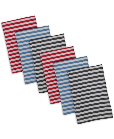 Design Imports Heavy Duty Kitchen Cleaning Collection, Long-Lasting Quality, Cotton Dishcloth Set, 13x13", Stripe, 6 Piece