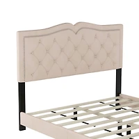 Streamdale Furniture Queen Size Upholstered Bed Frame With Rivet Design, Modern Velvet Platform Bed With Tufted Headboard