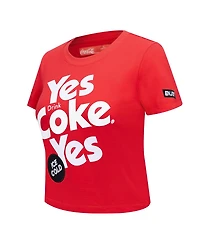 Freeze Max Women's Red Coca-Cola Yes Coke Baby Doll Cropped T-Shirt