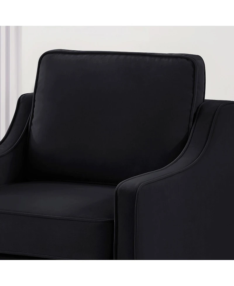 Simplie Fun Black Velvet Accent Chair with Wooden Legs