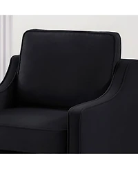 Simplie Fun Black Velvet Accent Chair with Wooden Legs