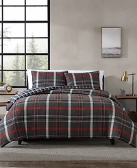 Closeout! Eddie Bauer Willow Plaid Microsuede Piece Duvet Cover Set