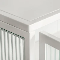 Streamdale Modern Glass Door Wall Cabinet with Three-tier Storage