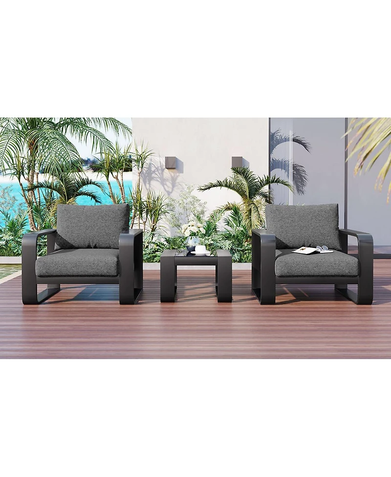 Streamdale Aluminum Frame Patio Set with Thick Cushion & Coffee Table