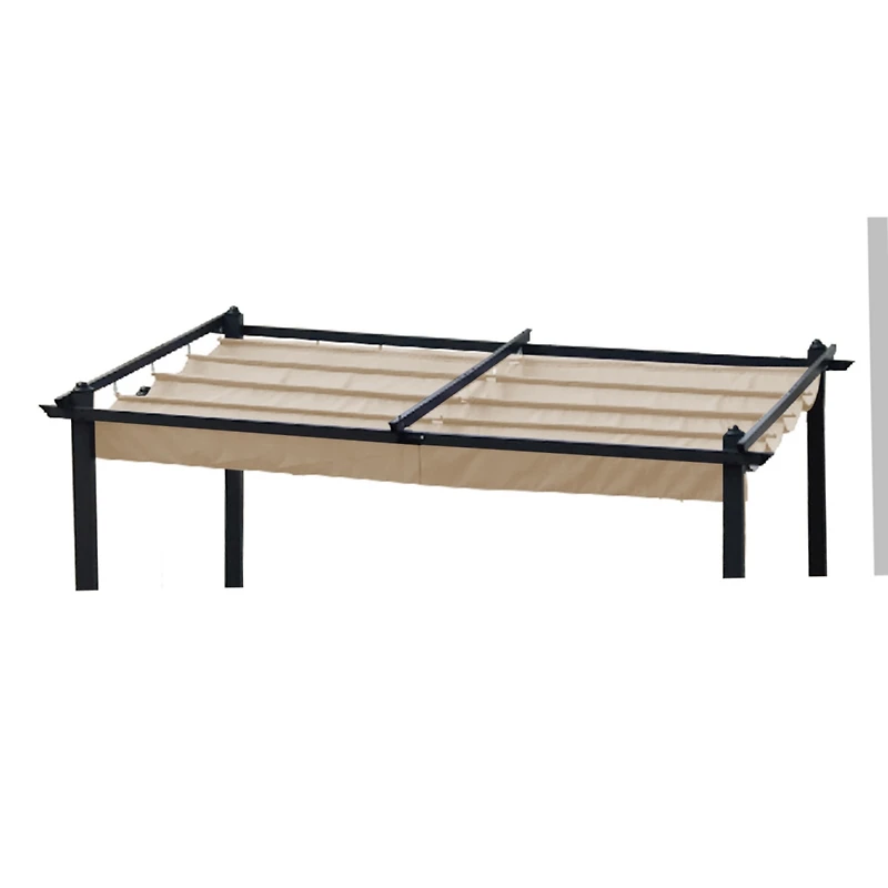 13x10FT Outdoor Patio Retractable Pergola Sun-Shelter Canopy-Khaki Cover