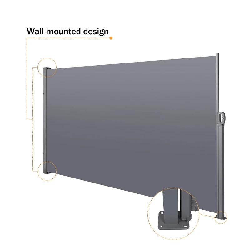138" X 71"Retractable Side Awning, Waterproof & Uv-Resistant, Privacy Screen