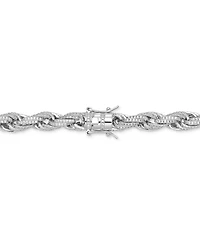 Men's Cubic Zirconia Rope Link Bracelet in Sterling Silver, Created for Macy's