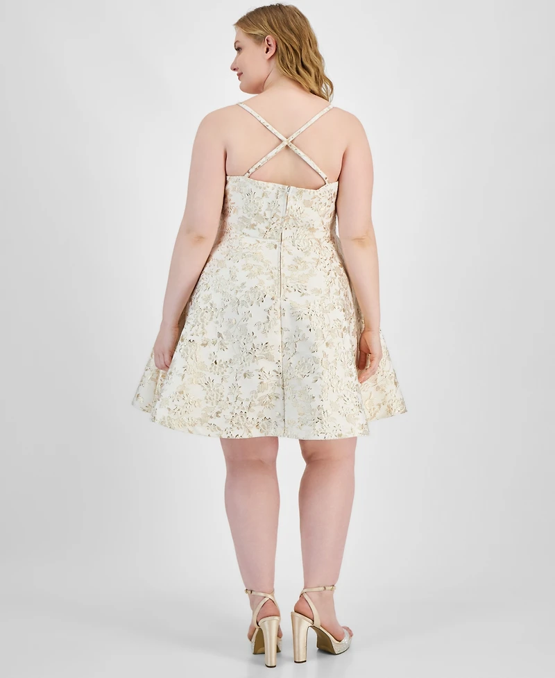 B Darlin Trendy Plus Scoop-Neck Jacquard Dress